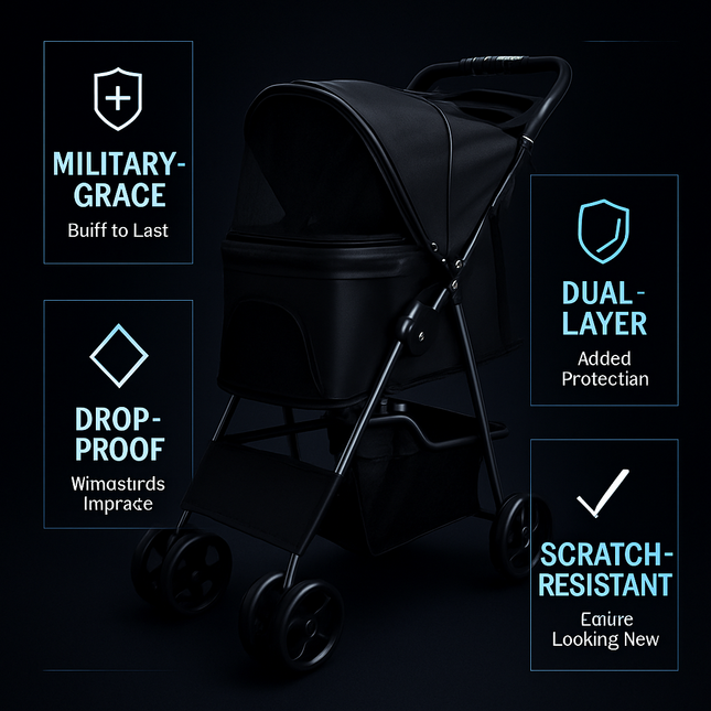 Pet Stroller Foldable Carrier with Storage Basket