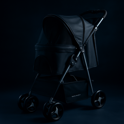 Pet Stroller Foldable Carrier with Storage Basket