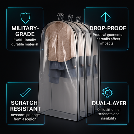5 Pack 60In Garment Bag for Hanging Clothes Dustproof Waterproof Hanging Clothes Storage Bag Clear Transparent Suits Cover for Sweater Jacket Coat Dre