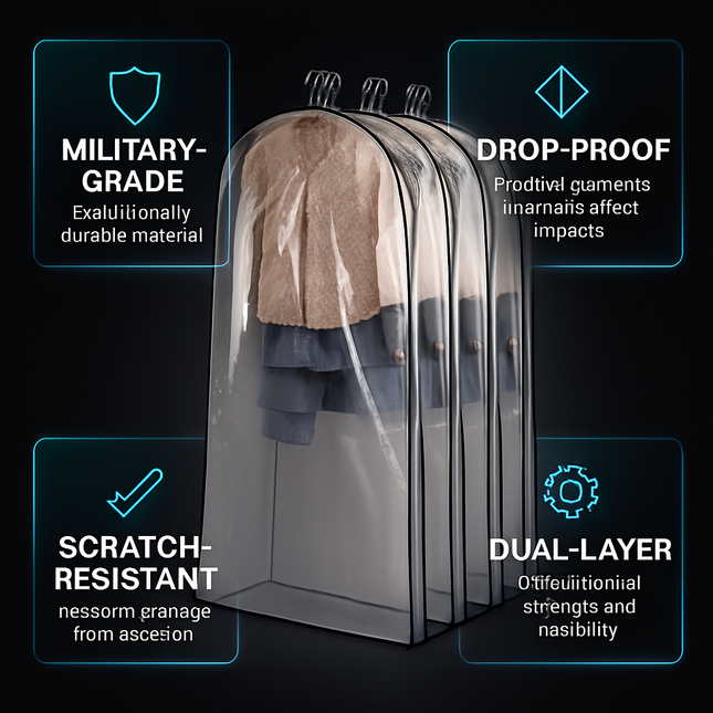 5 Pack 60In Garment Bag for Hanging Clothes Dustproof Waterproof Hanging Clothes Storage Bag Clear Transparent Suits Cover for Sweater Jacket Coat Dre