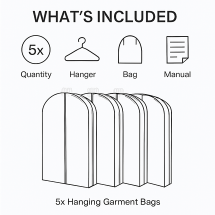 5 Pack 60In Garment Bag for Hanging Clothes Dustproof Waterproof Hanging Clothes Storage Bag Clear Transparent Suits Cover for Sweater Jacket Coat Dre