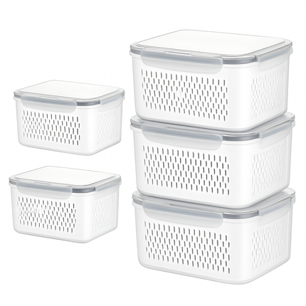 Fruit & Vegetable Storage Containers with Drain Basket