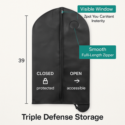 Garment Bags with Front Zipper and Clear Window