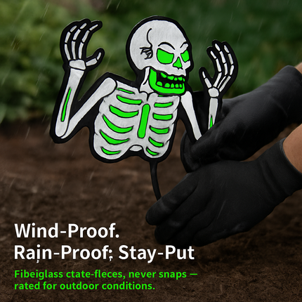 Halloween Skeleton Yard Sign Set - Glow in Dark Lawn Decor