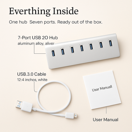 7-Port USB 3.0 Hub for efficient multitasking