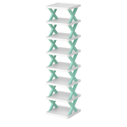9Tier Narrow Entryway Shoe Rack Plastic Vertical Shoe Organizer Space Saving Free Standing Shoes Storage Shelf Closet Hallway