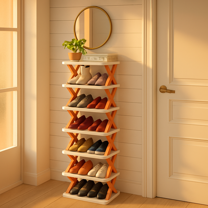 9Tier Narrow Entryway Shoe Rack Plastic Vertical Shoe Organizer Space Saving Free Standing Shoes Storage Shelf Closet Hallway