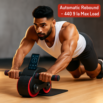 Abdominal Wheel with Kneel Pad and Phone Holder for Home Gym
