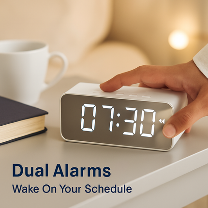Mirror Digital Alarm Clock with Wireless Speaker FM Radio