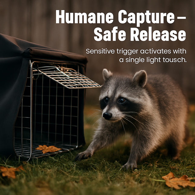 31x12x11” Folding Live Animal Trap Cage With Waterproof Cover And Gloves Humane Easy To Catch And Release Trap For Stray Cats Raccoons Squirrel Skunk