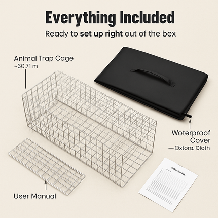 31x12x11” Folding Live Animal Trap Cage With Waterproof Cover And Gloves Humane Easy To Catch And Release Trap For Stray Cats Raccoons Squirrel Skunk