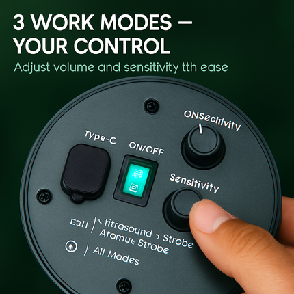 Ultrasonic Solar Animal Repeller for Garden - 3 Modes