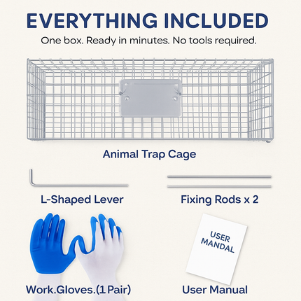 Humane Live Animal Trap Cage - Foldable, Heavy Duty