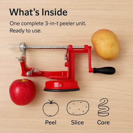 Apple Peeler Slicer Core with Suction Base 3 in 1