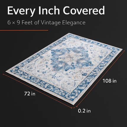 Vintage Area Rug - Soft, Waterproof Non-Slip for Home