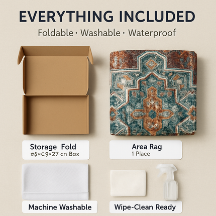 Vintage Area Rug - Soft, Waterproof Non-Slip for Home