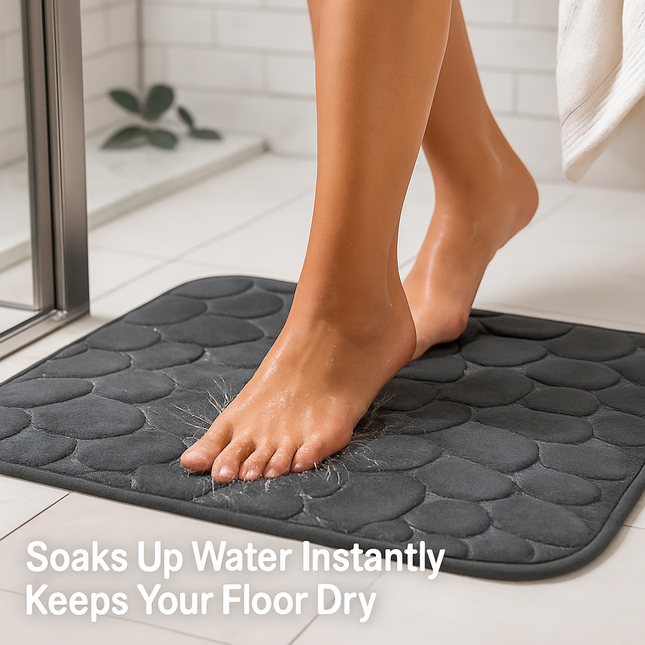 Pebble Pattern Bathroom Rugs Set with Non-Slip Backing