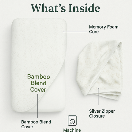 Bamboo Memory Foam Sleep Pillow Contoured Cervical Pillow