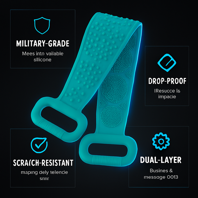 Silicone Back Scrubber Belt for Shower Scrubber - Blue