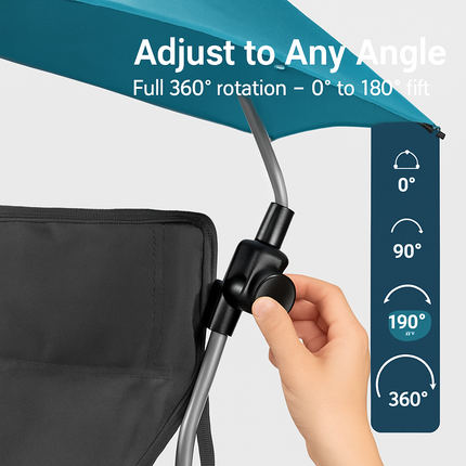 Foldable Beach Chair with Adjustable Canopy & Cup Holder