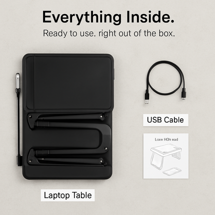 Foldable Laptop Table Bed Notebook Desk w/Cooling Fan Mouse Board LED light 4 x USB Ports Breakfast Snacking Tray with Storage Groove For Home Office