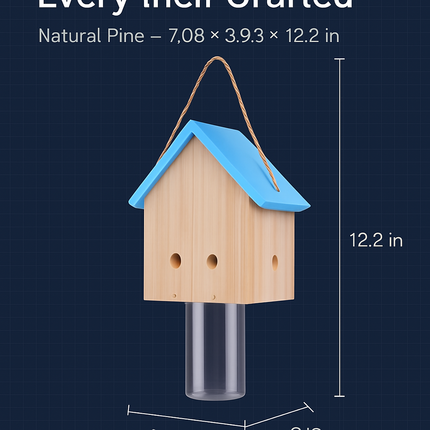 Wood Carpenter Bee Trap for Outdoor Pine Wood - Hanging