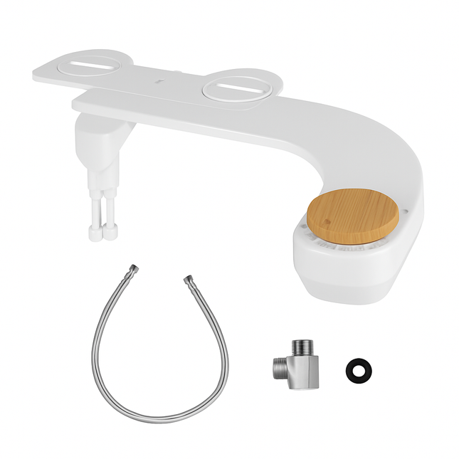Bidet Attachment with Dual Nozzles and Water Flow Control
