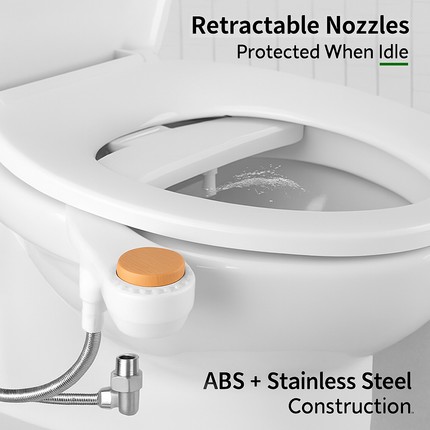 Bidet Attachment with Dual Nozzles and Water Flow Control
