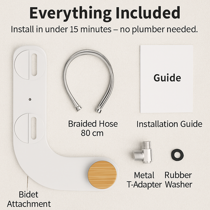 Bidet Attachment with Dual Nozzles and Water Flow Control