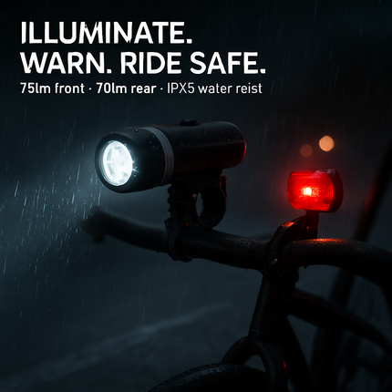 Bike Front and Rear Light Set for Secure Handlebar Mounting