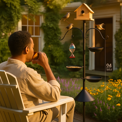 94Inch Squirrel Proof Bird Feeder Pole Heavy-Duty Bird House Pole  Outdoor Bird Feeding Station with 5 Adjustable Heights 4 Shepherd Hooks Top & Side