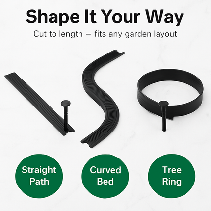 Non-Digging Plastic Garden Edging Kit for Lawn and Flower Beds