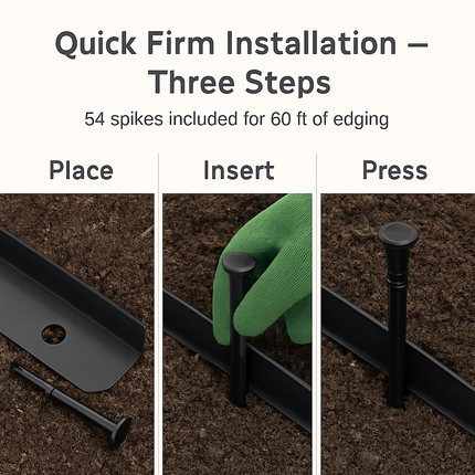 Non-Digging Plastic Garden Edging Kit for Lawn and Flower Beds