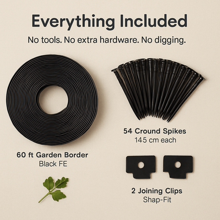 Non-Digging Plastic Garden Edging Kit for Lawn and Flower Beds
