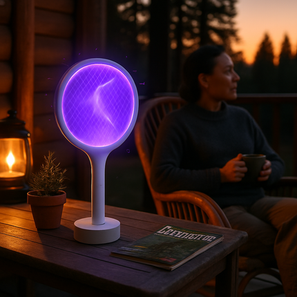 Electric Bug Zapper Racket with Telescopic Wand