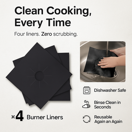 Stovetop Burner Protector Liners for Reusable Nonstick