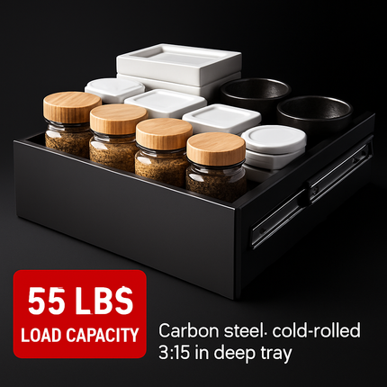 Pull-Out Cabinet Organizer with Slide-Out Drawer