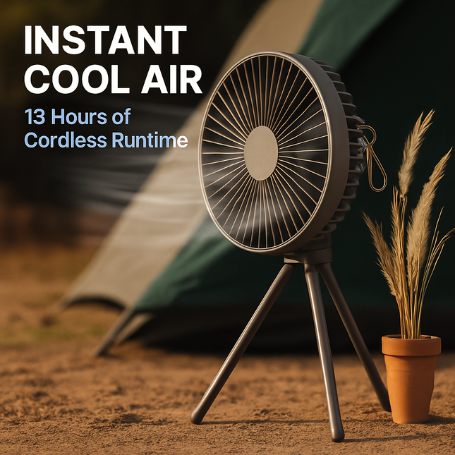 Portable Camping Fan with 3 Speeds and Rechargeable Battery