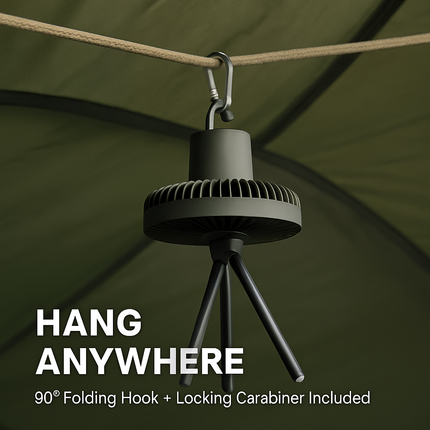 Portable Camping Fan with 3 Speeds and Rechargeable Battery