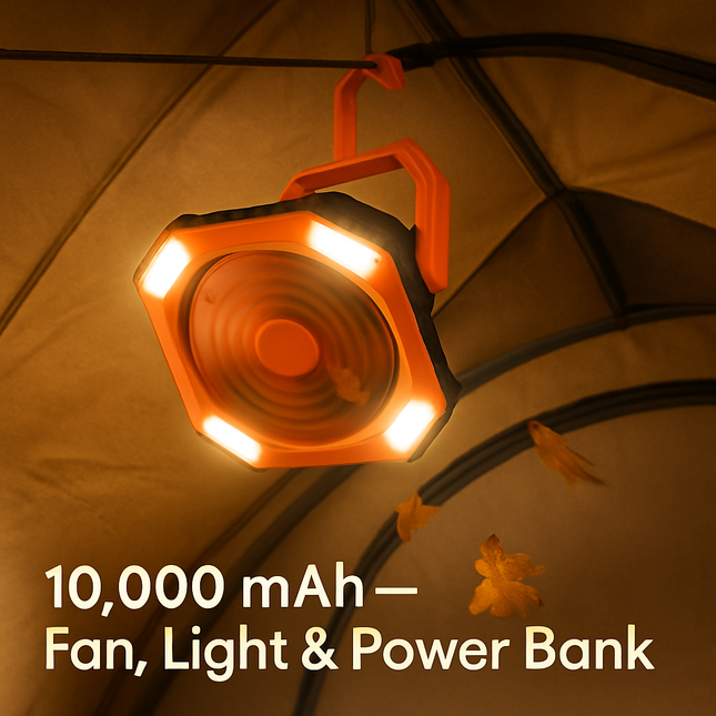 Portable Camping Lantern Fan with Rechargeable Battery
