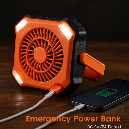 Portable Camping Lantern Fan with Rechargeable Battery