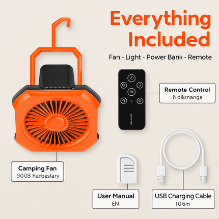 Portable Camping Lantern Fan with Rechargeable Battery
