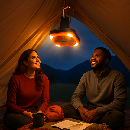 Portable Camping Lantern Fan with Rechargeable Battery