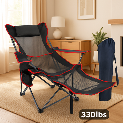 Foldable Camping Chair with Cup Holder & Side Pocket