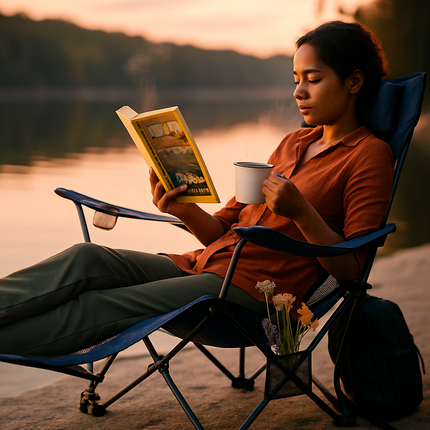 Foldable Camping Chair with Cup Holder & Side Pocket