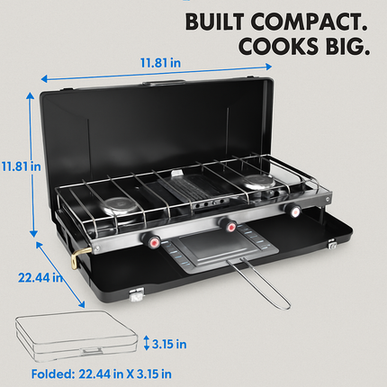 3-Burner Camping Stove for Outdoor Cooking & RV Use