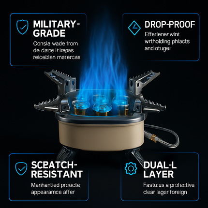 Five-Head Windproof Camping Stove with Piezo Ignition