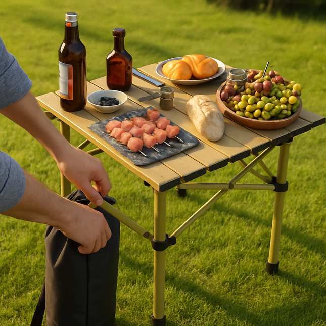 Folding Camping Table - Portable Roll-Up Outdoor Desk
