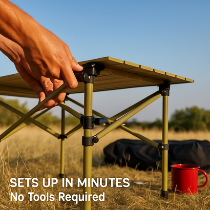 Folding Camping Table - Portable Roll-Up Outdoor Desk