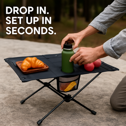 Portable Folding Camping Table with Cup Holders and Pockets